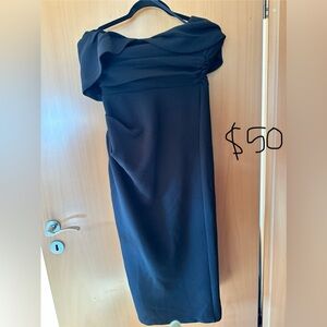 Billy J Boutique Off Shoulder Dress Black Holly Midi